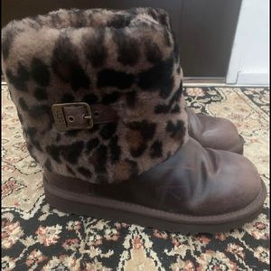 Brown cheetah UGG boots